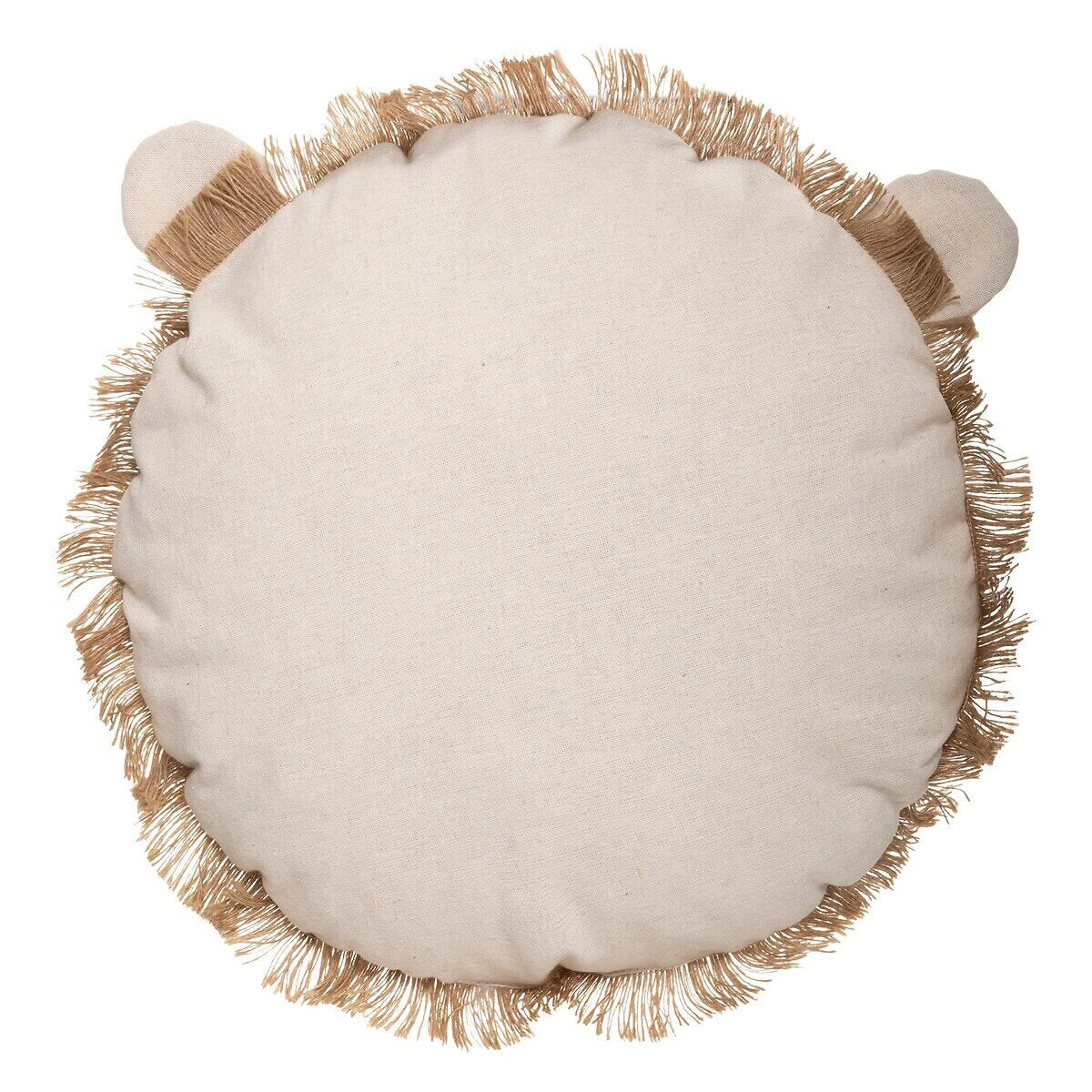 COUSSIN LION ENFANT-TISSU NATUREL & CRINIÈRE EN JUTE