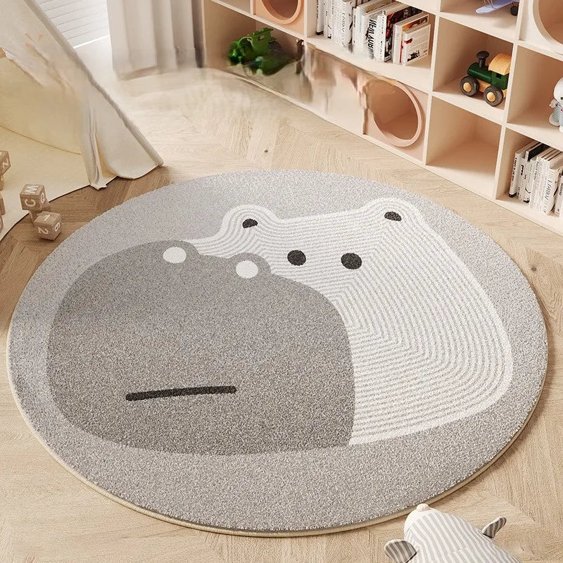 TAPIS ENFANT HIPPOPOTAME-STYLE DOUX ET GRAPHIQUE