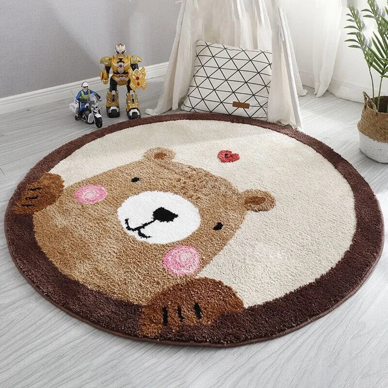 TAPIS ROND MOELLEUX POUR CHAMBRE D'ENFANT- PLUSIEURS MOTIFS