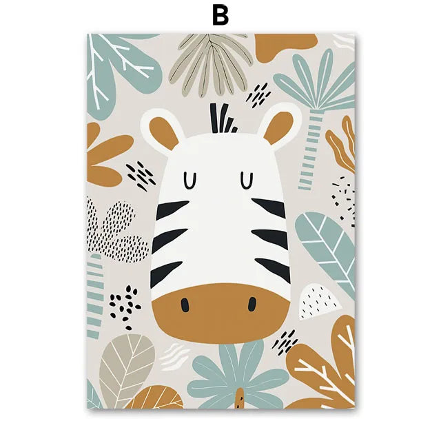 AFFICHE MURALE EN TOILE DE COTON ANIMALIÈRE COLORÉE PERSONNALISABLE-DÉCORATION MODERNE ET LUDIQUE