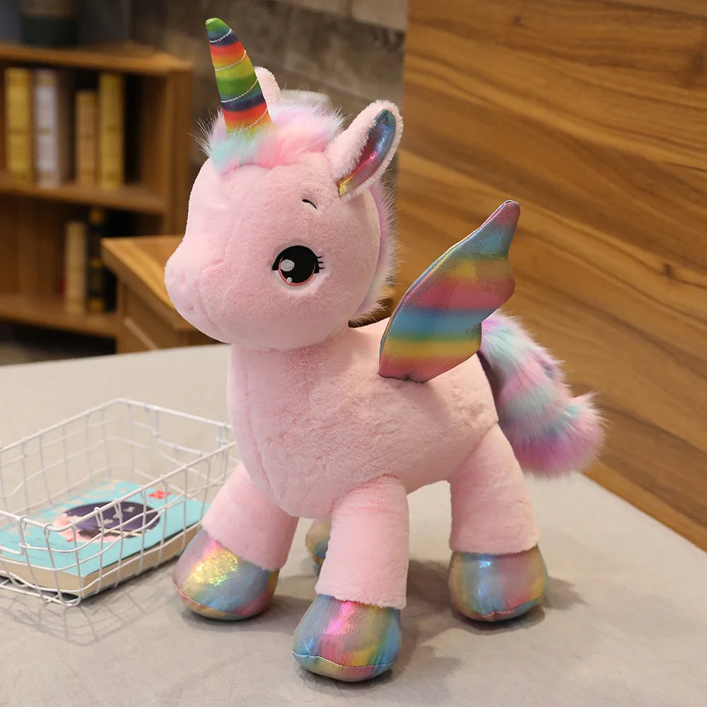 PELUCHE LICORNE GÉANTE ROSE&ARC-EN-CIEL -DOUDOU FÉÉRIQUE ULTRA DOUX