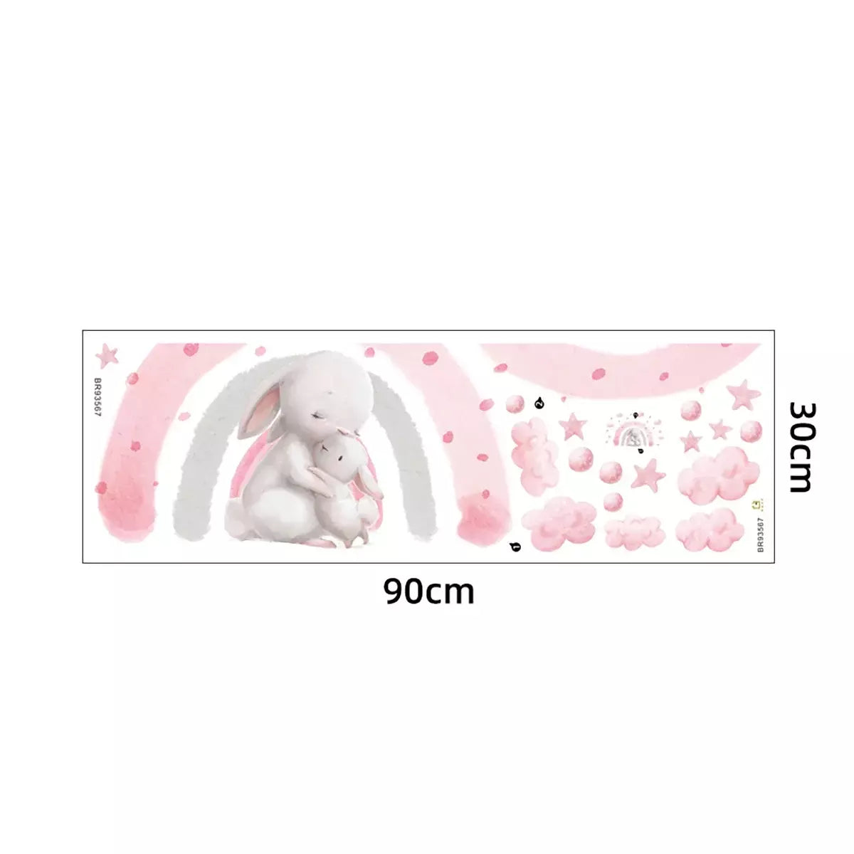 STICKER MURAL LAPIN ARC-EN-CIEL