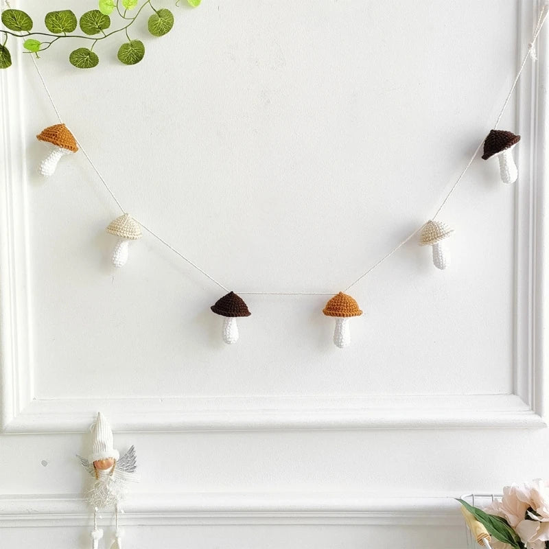 GUIRLANDE CHAMPIGNON EN CROCHET-DÉCORATION BOHÈME POUR CHAMBRE D'ENFANT