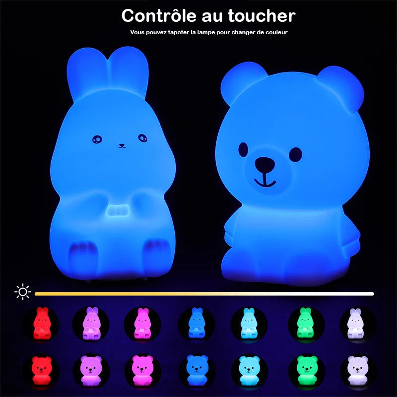 Mini veilleuse de nuit enfant Ours ou Lapin