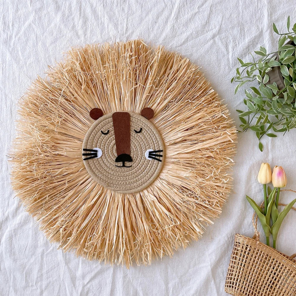 DECORATION MURALE ANIMAL EN RAPHIA