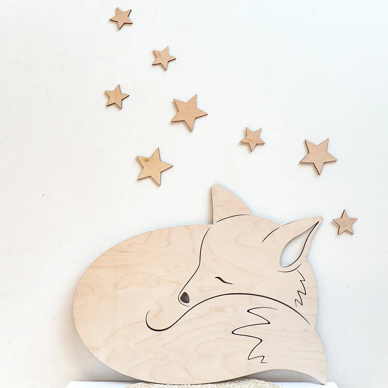 DÉCORATION MURALE EN BOIS-OURS-LION-RENARD-LAPIN POUR CHAMBRE ENFANT