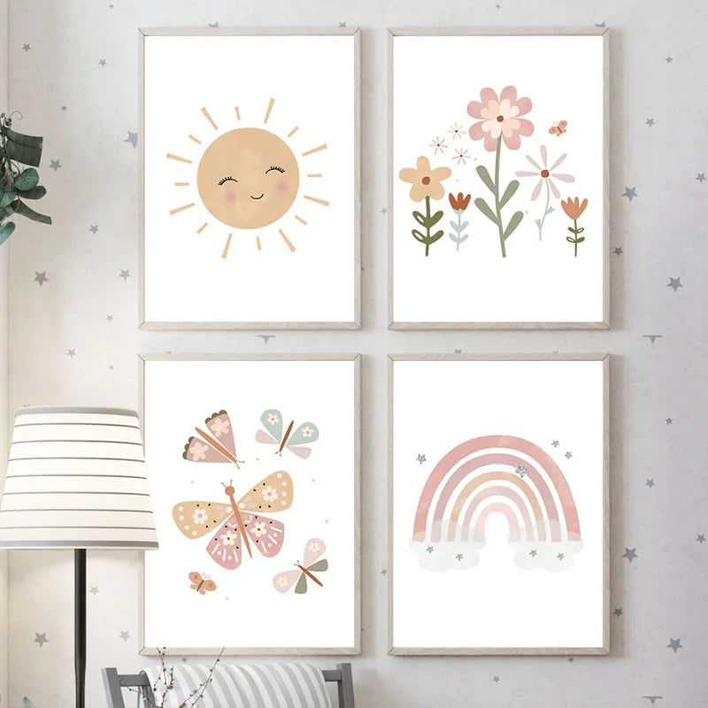 AFFICHE MURALE EN TOILE DE COTON NATURE POUR ENFANT-BEBE