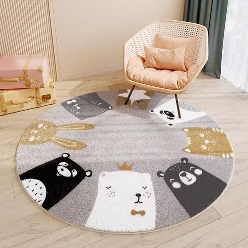 TAPIS ROND MOELLEUX POUR CHAMBRE D'ENFANT-BÉBÉ