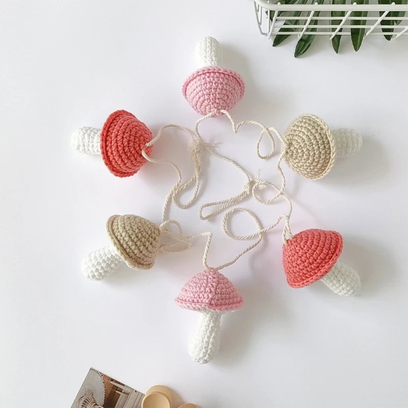 GUIRLANDE CHAMPIGNON EN CROCHET-DÉCORATION BOHÈME POUR CHAMBRE D'ENFANT