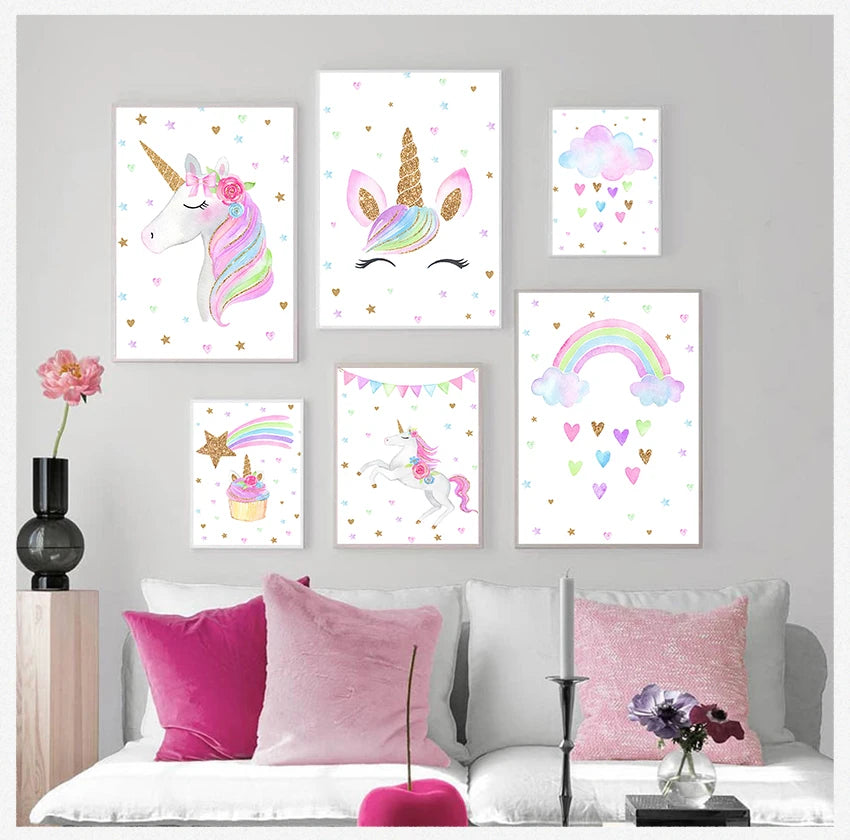 AFFICHE MURALE EN TOILE DE COTON LICORNE