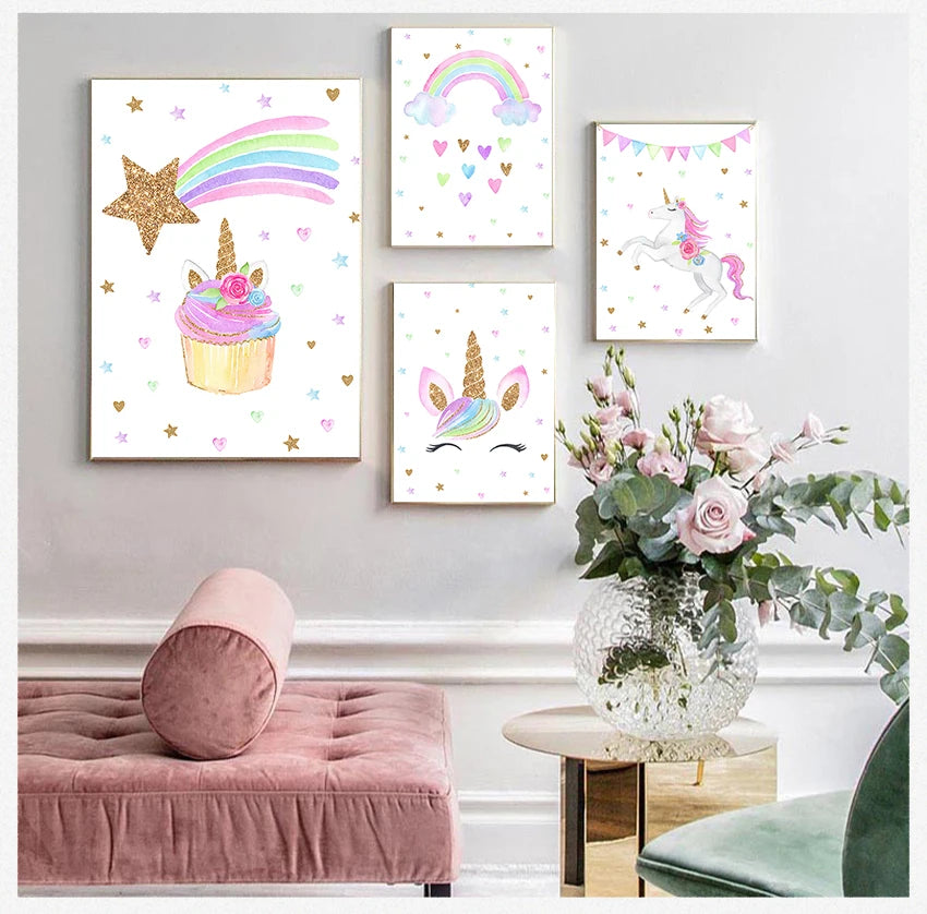 AFFICHE MURALE EN TOILE DE COTON LICORNE