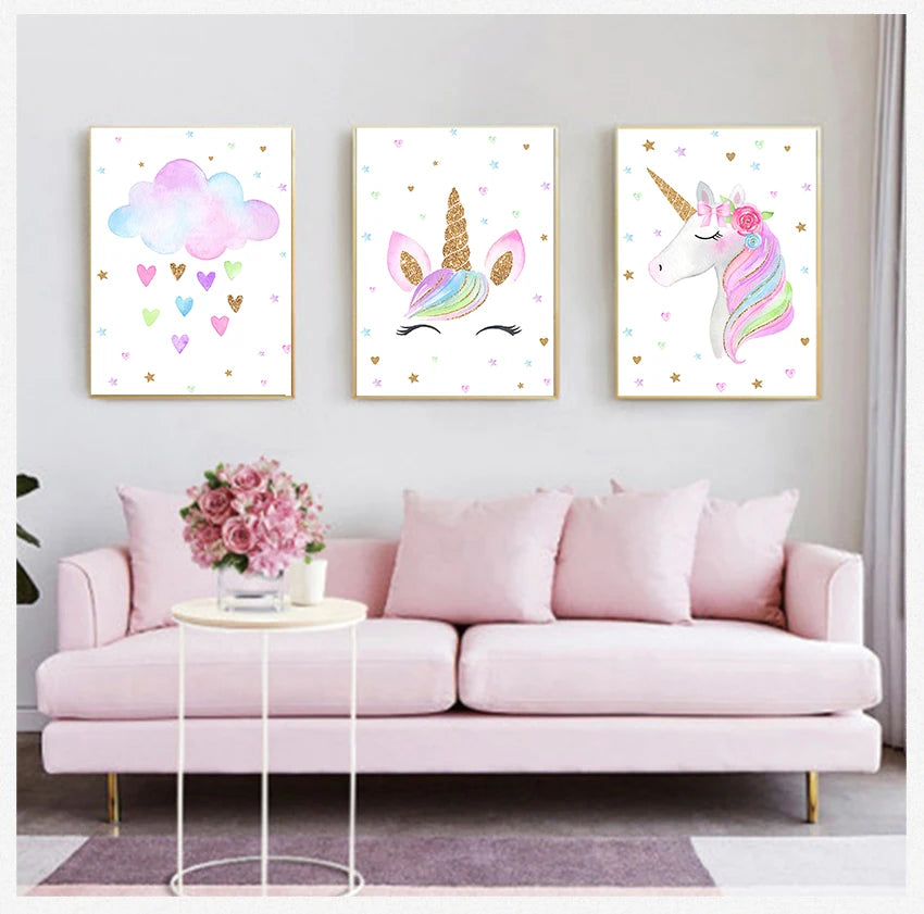 AFFICHE MURALE EN TOILE DE COTON LICORNE