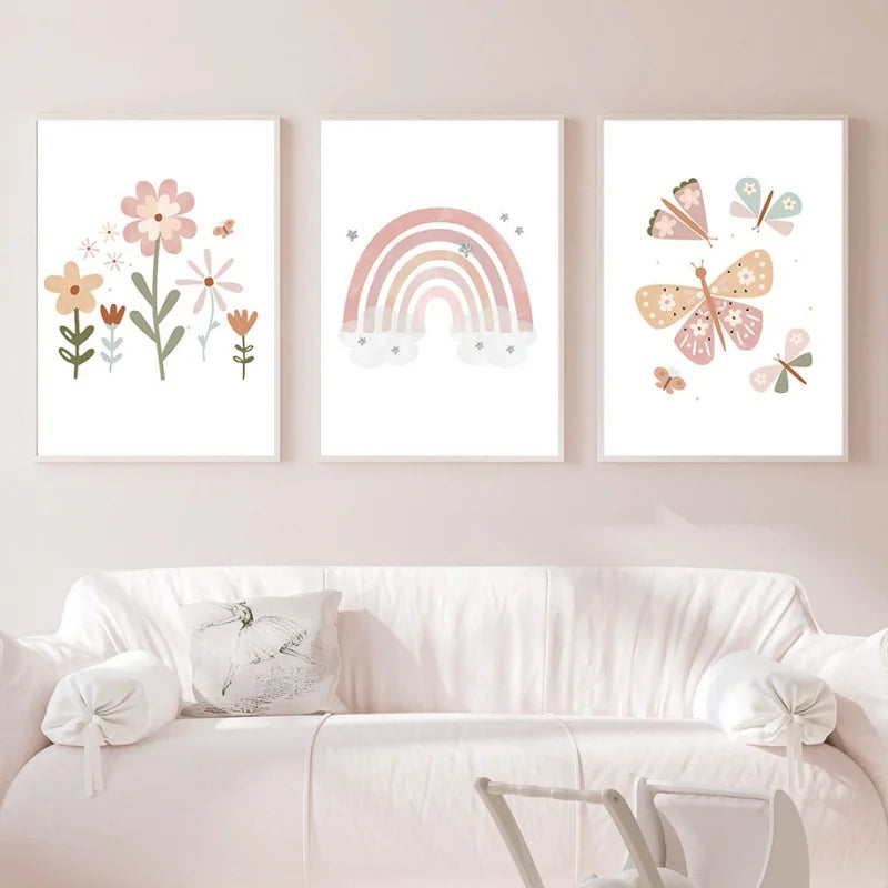 AFFICHE MURALE EN TOILE DE COTON NATURE POUR ENFANT-BEBE