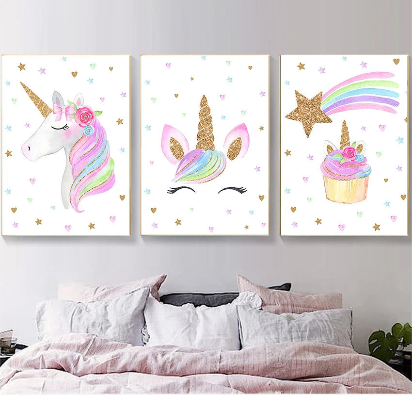 AFFICHE MURALE EN TOILE DE COTON LICORNE