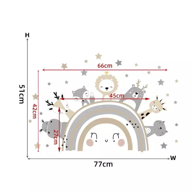 STICKER ARC-EN-CIEL ANIMAUX STYLE BOHÈME
