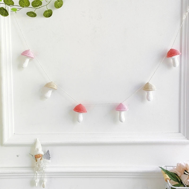 GUIRLANDE CHAMPIGNON EN CROCHET-DÉCORATION BOHÈME POUR CHAMBRE D'ENFANT