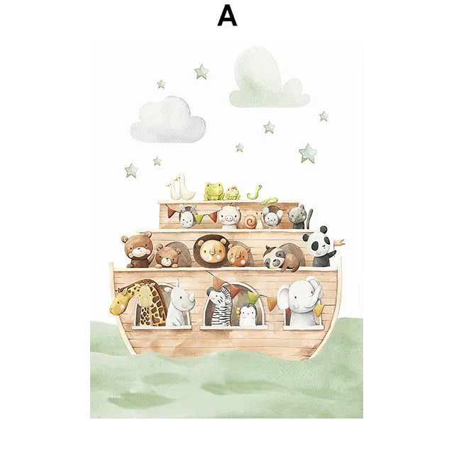 AFFICHE MURALE EN TOILE DE COTON BOHÈME-COLLECTION AVENTURE ANIMALIÈRE