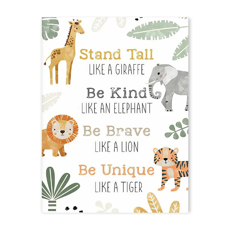 AFFICHE MURALE PERSONNALISABLE EN TOILE DE COTON - ANIMAUX DE LA SAVANE
