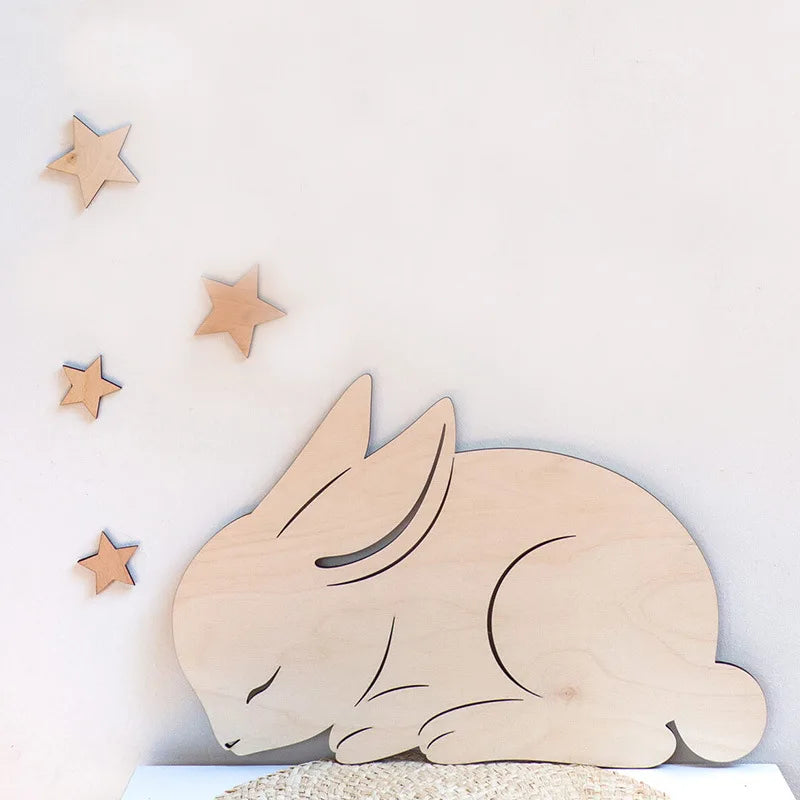DÉCORATION MURALE EN BOIS-OURS-LION-RENARD-LAPIN POUR CHAMBRE ENFANT
