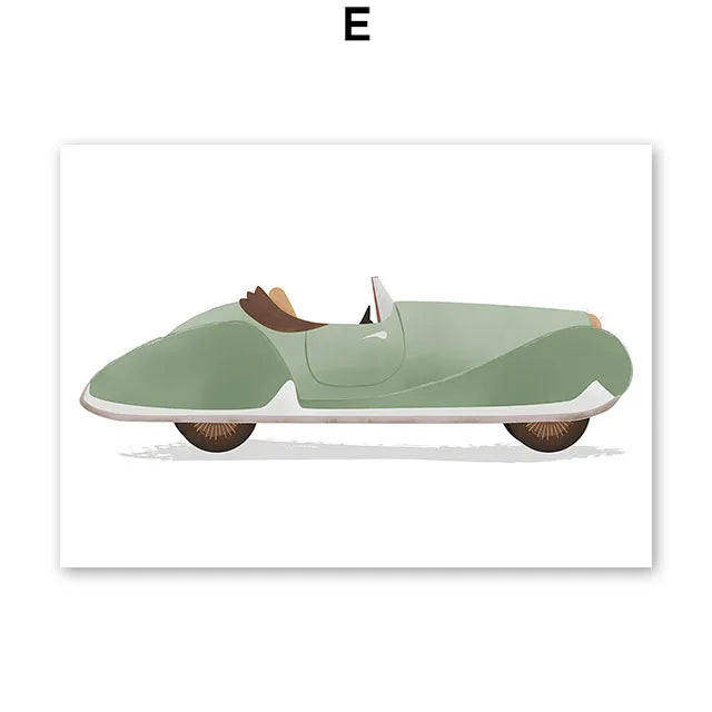 AFFICHE MURALE EN TOILE DE COTON VINTAGE-COLLECTION "MOYENS DE TRANSPORT RÉTRO"