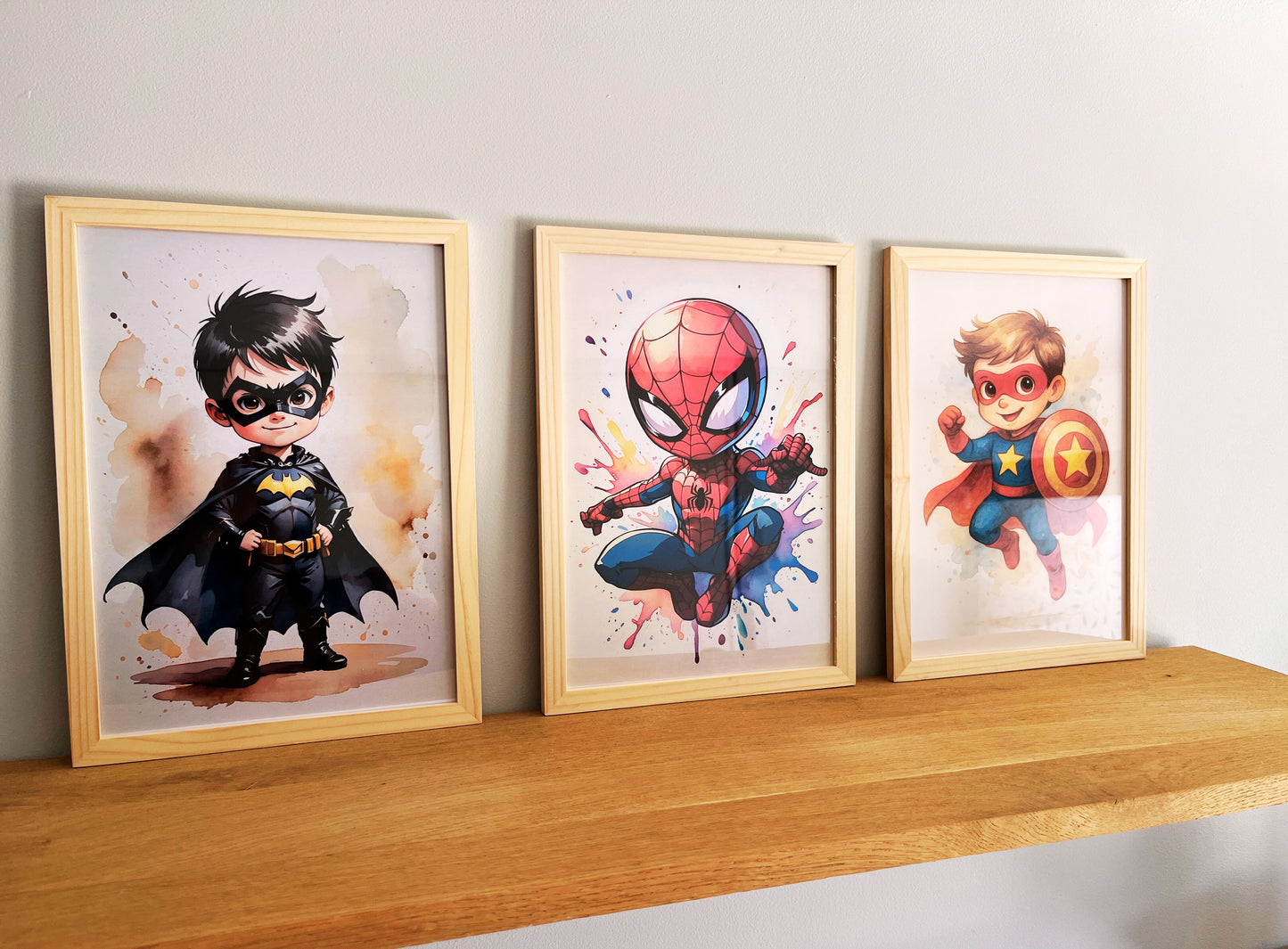 LOT DE 3 AFFICHES SUPER-HÉROS POUR CHAMBRE ENFANT