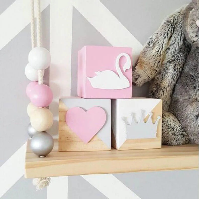 Lot de 3 Cubes en Bois -Décoration Chambre Enfant-Plusieurs Modèles