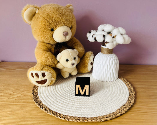 CUBES EN BOIS LETTRES ET CHIFFRES EN BOIS NOIR POUR DÉCORATION DE CHAMBRE D'ENFANT