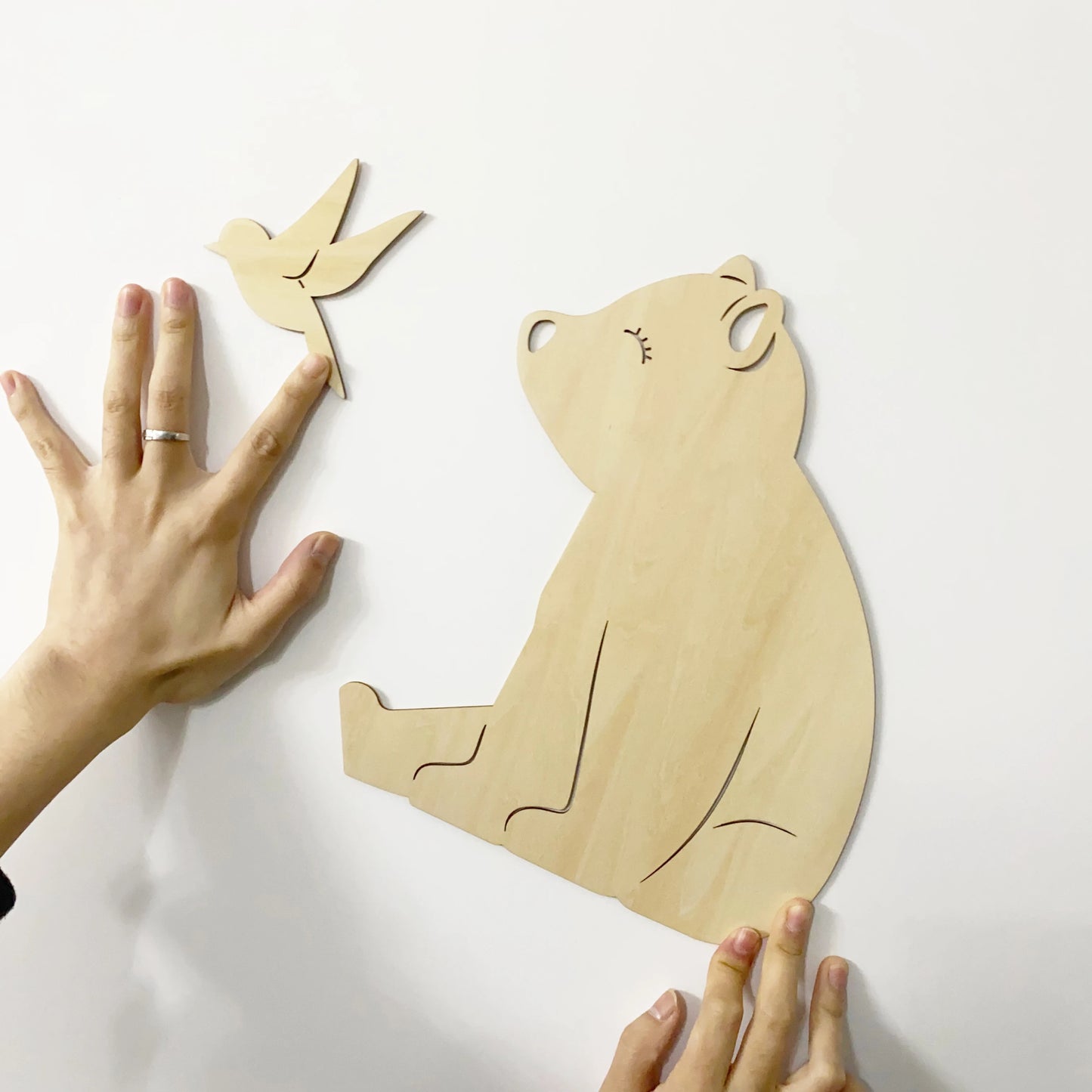 DÉCORATION MURALE EN BOIS-OURS-LION-RENARD-LAPIN POUR CHAMBRE ENFANT