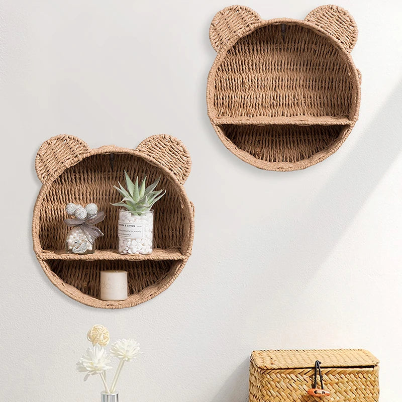 Étagère Murale Imitation Rotin pour Chambre d'Enfant