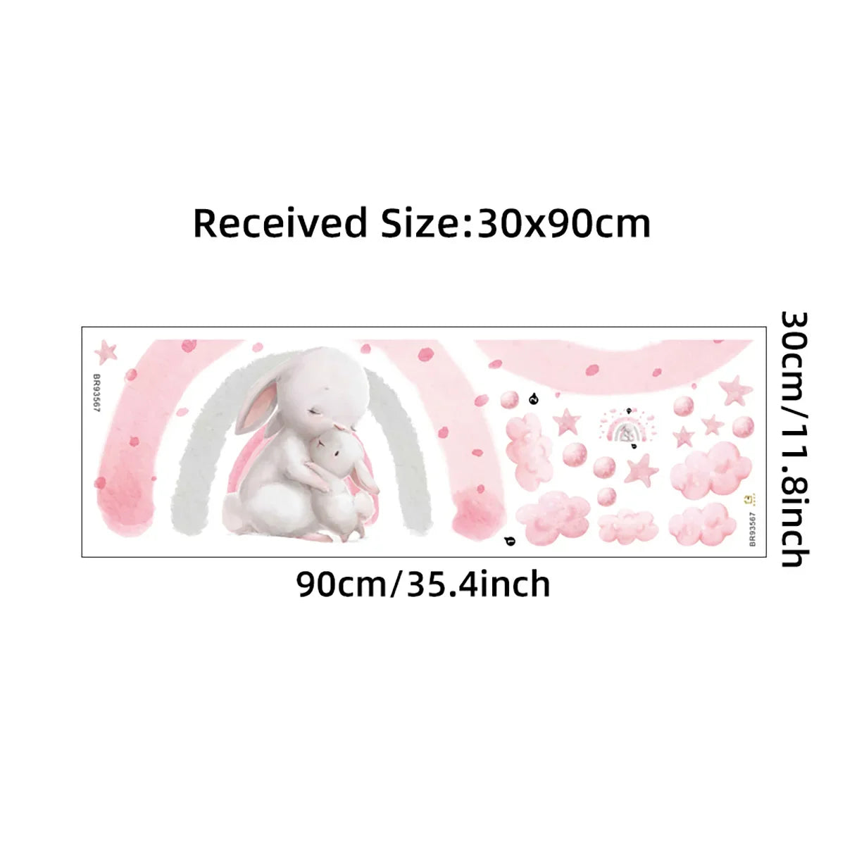 STICKER MURAL LAPIN ARC-EN-CIEL