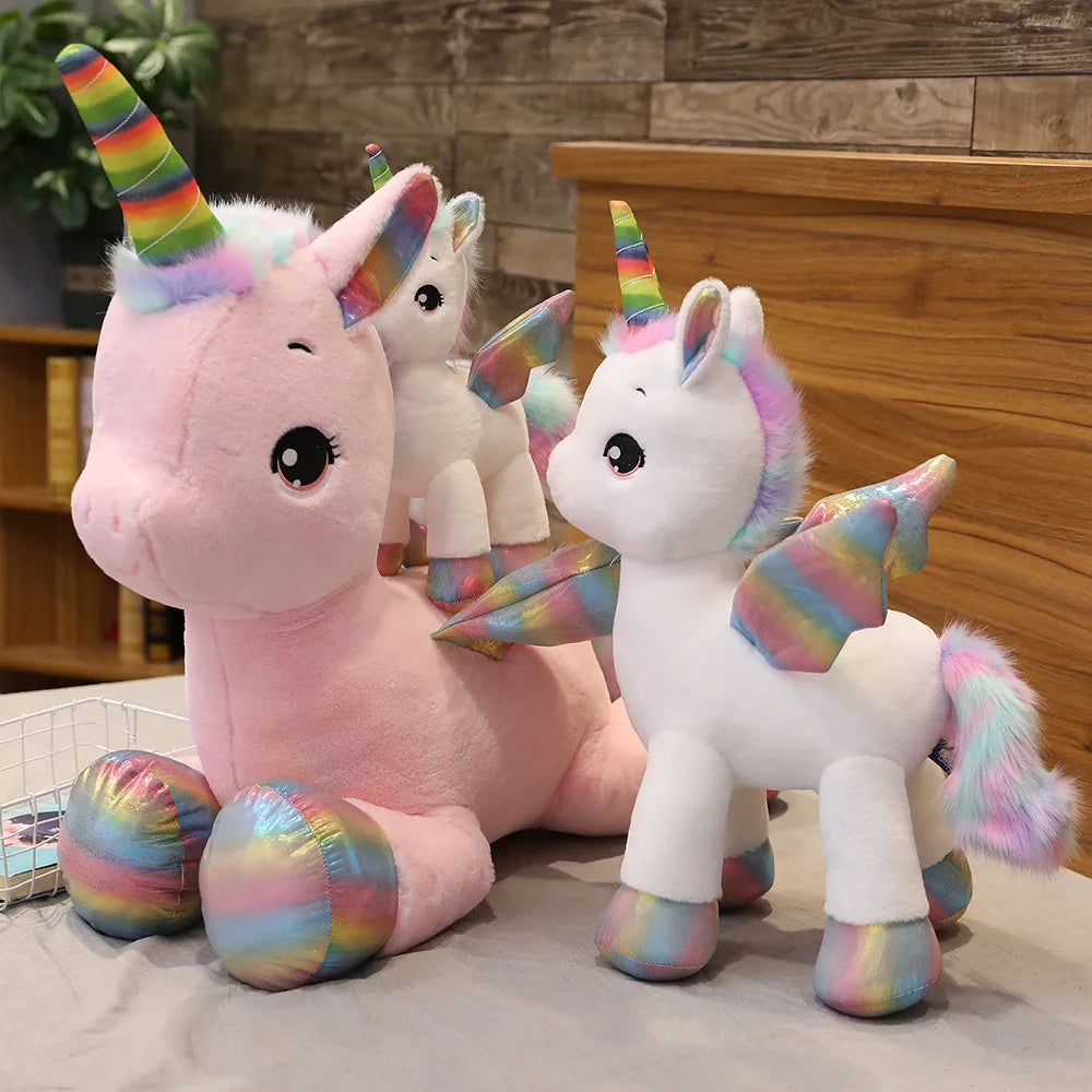 PELUCHE LICORNE GÉANTE ROSE&ARC-EN-CIEL -DOUDOU FÉÉRIQUE ULTRA DOUX