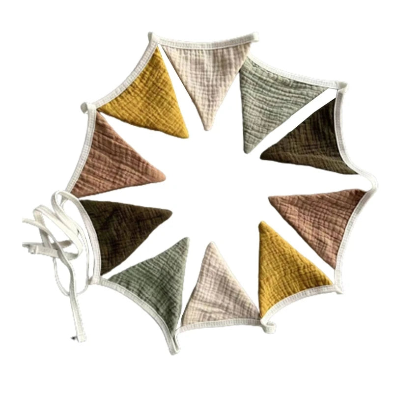Guirlande Fanions en Tissu-Dècoration Bohème pour Fêtes et Chambres d'Enfants
