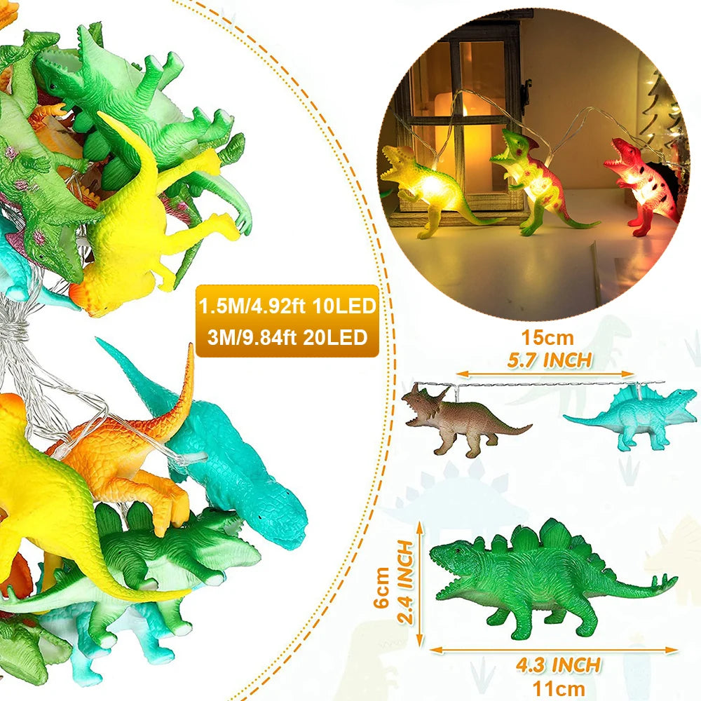 GUIRLANDE LUMINEUSE LED DINOSAURE 10 LED OU 20 LED