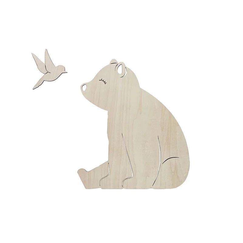 DÉCORATION MURALE EN BOIS-OURS-LION-RENARD-LAPIN POUR CHAMBRE ENFANT