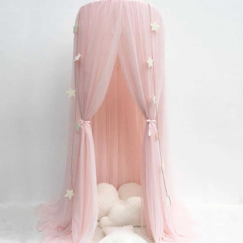 CIEL DE LIT EN TULLE AVEC DECORATION ÉTOILÉE POUR LIT ENFANT OU TENTE DE JEU-PLUSIEURS COLORIS