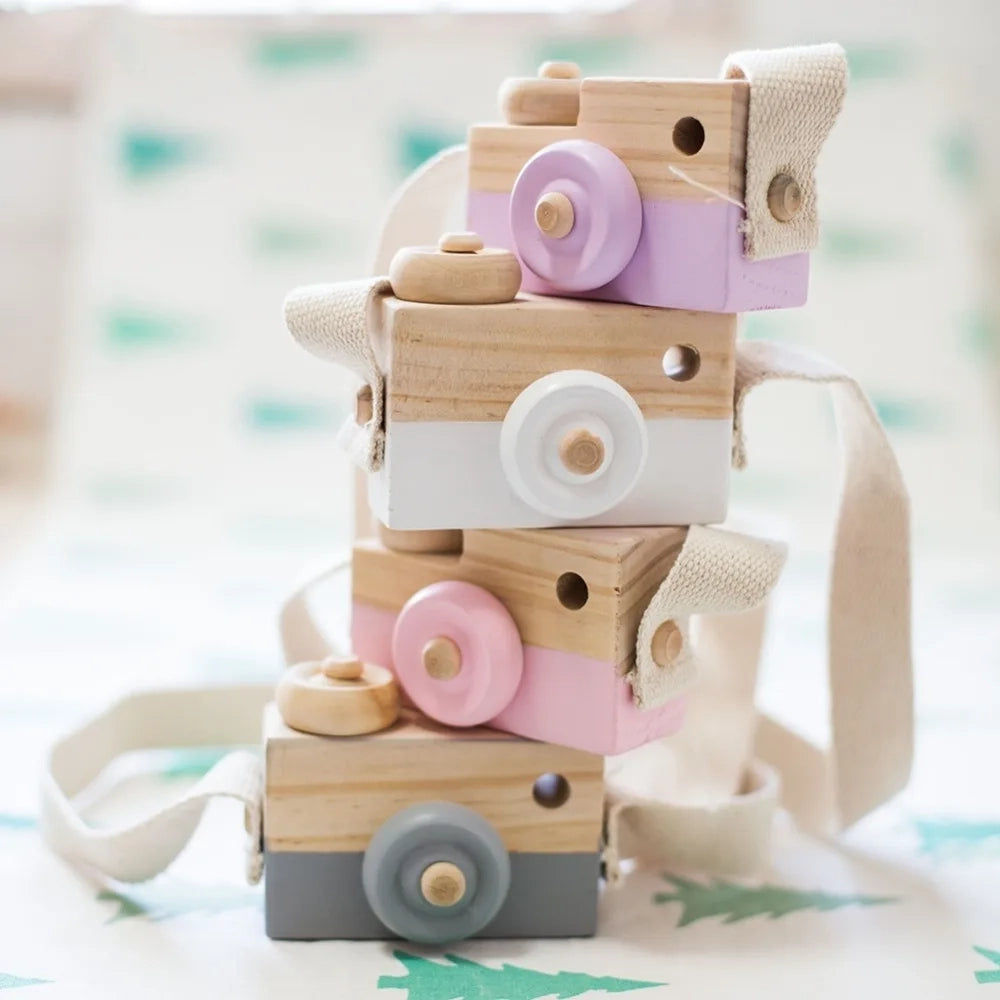 MINI APPAREIL PHOTO EN BOIS-DÉCORATION POUR CHAMBRE D'ENFANT