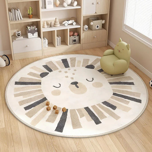 TAPIS ENFANT ROND " PETIT LION ENDORMI"