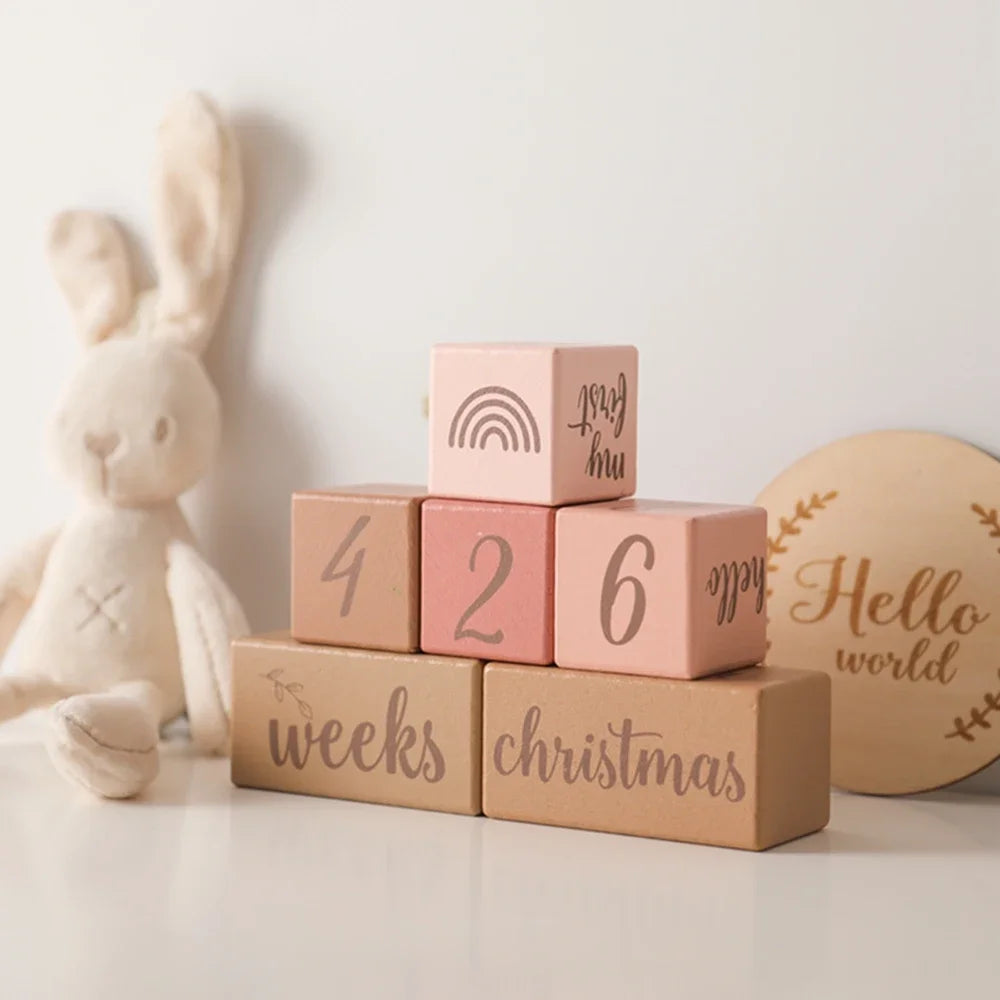 Cubes Étapes Bébé en Bois-Souvenirs de Naissance