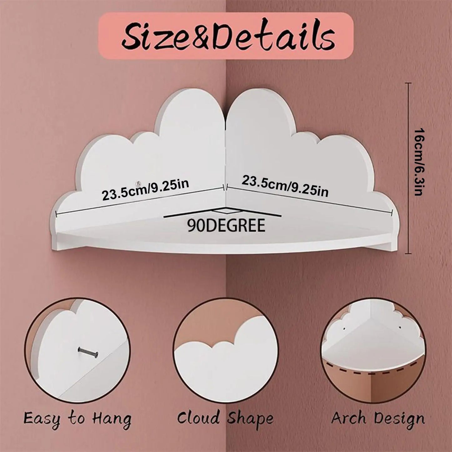 LOT DE 3 ÉTAGÈRES D'ANGLE EN BOIS-DESIGN NUAGE