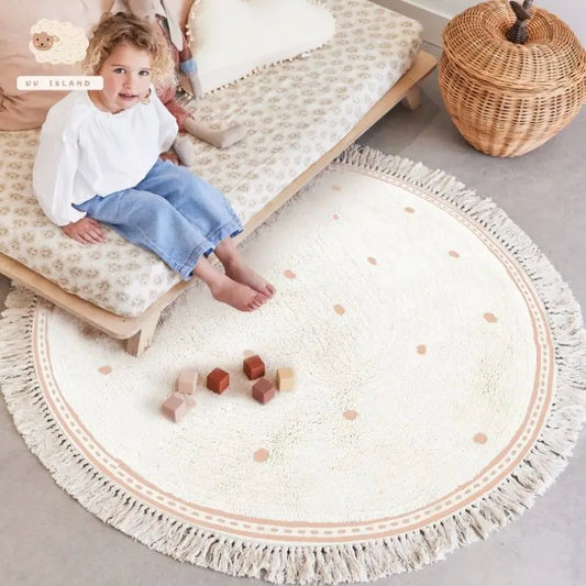 TAPIS DOUX A PELUCHE BLANC ENFANT