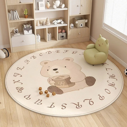 TAPIS ENFANT OURSON & ALPHABET BEIGE DOUX