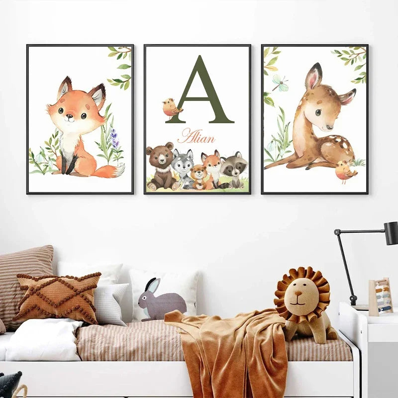 AFFICHE MURALE PERSONNALISABLE ANIMAUX DE LA FORET