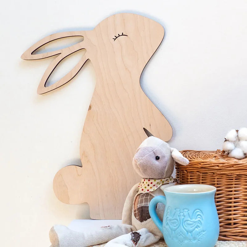 DÉCORATION MURALE EN BOIS-OURS-LION-RENARD-LAPIN POUR CHAMBRE ENFANT