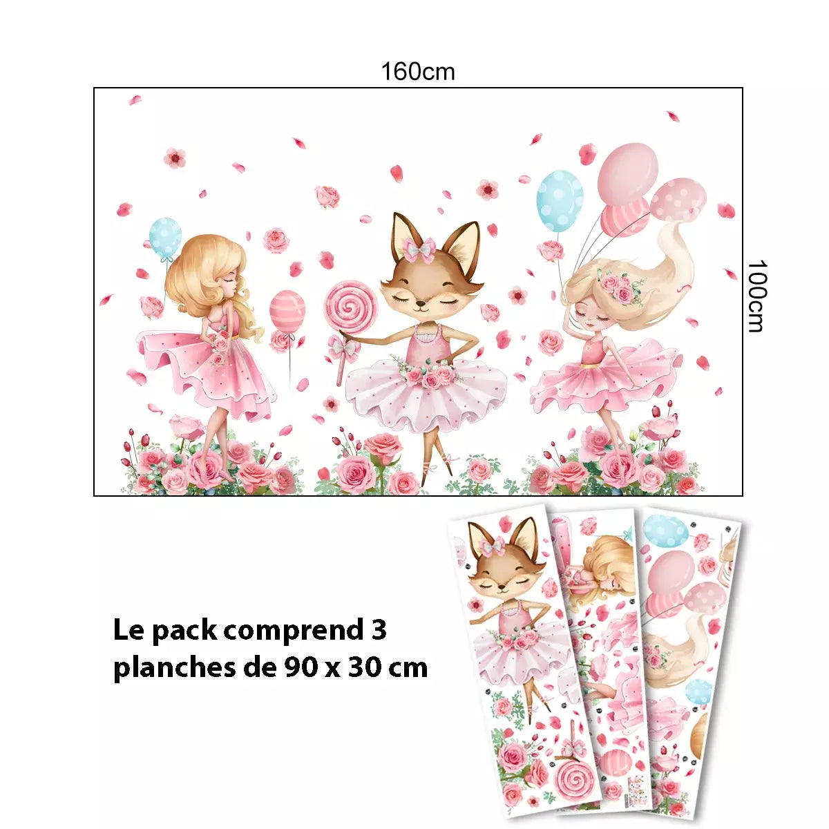 STICKER MURAL RENARD ROSE POUR CHAMBRE D'ENFANT