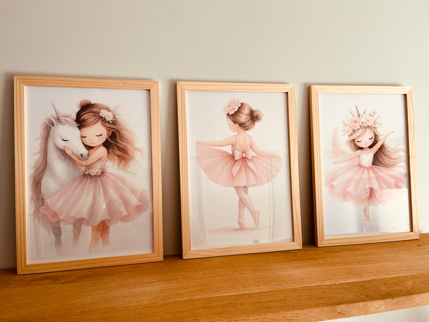 LOT DE 3 AFFICHES DÉCORATIVES BALLERINES-LICORNE - DÉCORATION CHAMBRE ENFANT